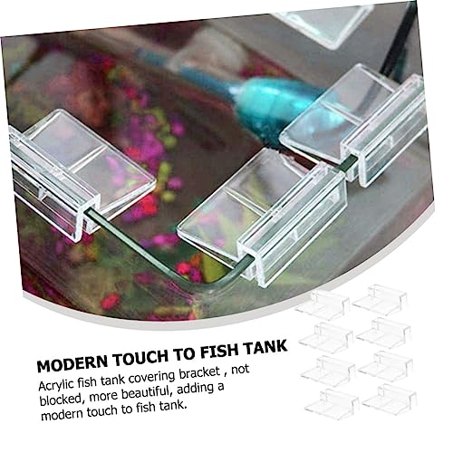 balacoo 8 Pcs Aquarium Cover Bracket - Fish Tank Accessories Fish Tank Lid Handle Aquarium Lid Clip 10mm Acrylic Clip Cover Plate Acrylic Transparent Glass Aquarium Lid Clip Handles