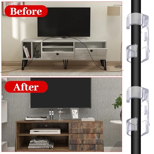 40 Pcs Clear Cable Clips, Adhesive Cable Clips Wire Holders Under Desk Electric Wires Cord Organizer with Cables Management Clip for Wall Car Ethernet LED Light Clip