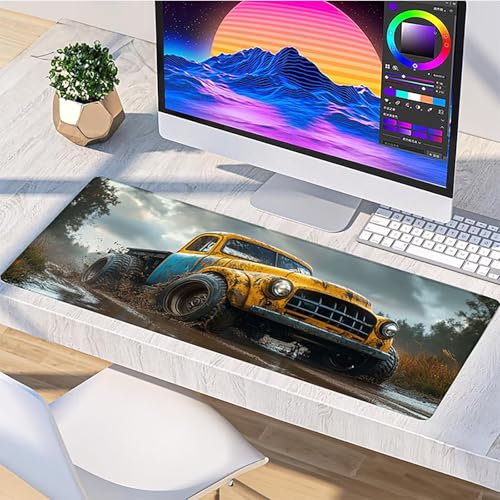 Car Mouse Pad, Plant Gaming Mouse Pad 32x16in, Stitched Edges Large Desk Mat, Office Desk Accessories, Mousepad with Non-Slip Rubber Base, Large Gaming Keyboard Mat, for PC, Office Desktop Y-1941 - color: Car1, size: 32x16in