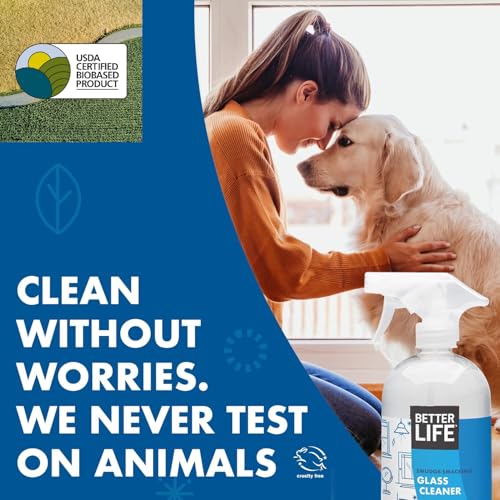 Better Life Glass Cleaner, Streak-free Window Cleaner, Surface Cleaning Spray, Mirror, Screen and Shower Door Cleaner, Removes Fingerprints, Dust, Dirt, Unscented, 32 Oz, Pack of 2 - size: 32 Fl Oz (Pack of 2)