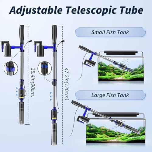 Fish Tank Cleaner - Aquarium Gravel Cleaner, 530GPH/32W Electric Fish Tank Cleaning Tools, Adjustable Water Flow Aquarium Cleaner Kit, Fish Tank Gravel Cleaner Vacuum for Wash Sand, Water Changing