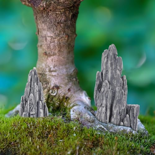 HANABASS 8 Pcs Miniature Rockery Decor, Resin Mountain Figurines for Zen Garden Micro Landscape, Planter Accessories Aquarium Fish Tank Stone Statue