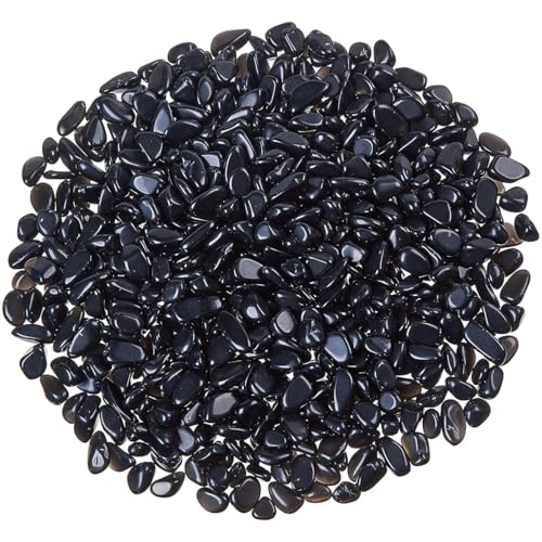 WAYBER 2 Lbs/920g Black Obsidian Quartz Crystal Stones Irregular Decorative Rocks Aquarium Pebbles Gravels for Fish Turtle Tank/Succulent Plants/Air Plants Decoration (Fill 2 Cups) - color: Black, size: 2 Pounds