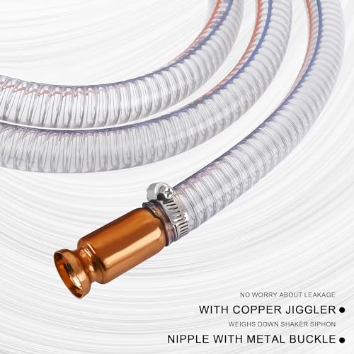 8.2FT 5/8" Heavy Duty Siphon Hose - Gerguirry Self-Priming Jiggler Pump for Boats, ATVs & Tractors Copper Nipple w/Metal Buckle, Fuel Transfer Tube for Gasoline Fuel Gas, 2PCS - size: 5/8"ID x 2Pcs