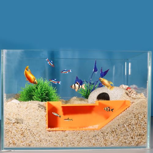 Orange Aquarium Underwater Fish Tunnel Cave, Modern Resin Fish Hide, 2.5 Inches, Style 7 - color: Orange, style: Style 7