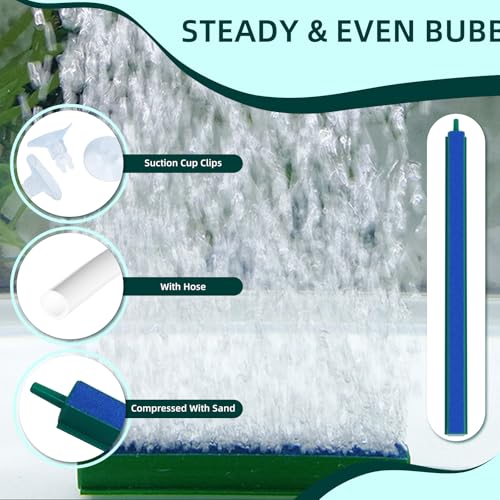 Saim Aquarium Air Stone Bar Bubbler 7.8 Inch, Bubbler Stone with Plastic Base, 9.8ft Airline Tubing with 3 Piece Suction Cup for Fish Tank, Air Stone Bar, 2 Pack - color: AS019-10, size: 7.8 Inch