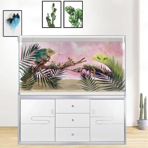 Pink Marble Aquarium Background, Art Abstract Pink Gold Line Marble Terrarium Background, Coloful Marble Glass Terrarium Background 30X18IN with 8 EVA Double-Sided Tape - color: Marble02, size: 30X18in/75X45cm