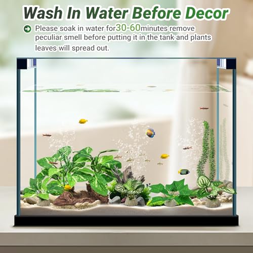 GOZILLA Silk Fish Tank Plants,Reptile Artificial Plant,Reptile Plants for Terrarium,Aquarium Decorations Accessories Set,Resin Driftwood Silk Aquarium Plant for Fish Tank.(5PCS/A-Set) - color: 5pcs/A-set