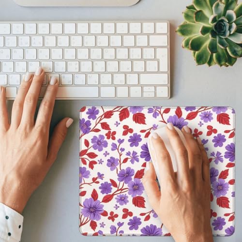 Red Purple Flower Computer Mouse Pad Anti-Slip Rubber Base Laptop Mouse Mat for Office Computer Mousepad 8.3 X 10.3 in - color: Red Purple Flower, size: 10.3L x 8.3W inches