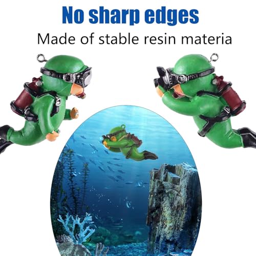 2-Pack Tank Decorations, Cute Little Diver, Aquarium Decoration Accessories Ornaments with Float Ball, Playmate for Tank Suitable for All Kinds of Fish and Tanks (Green) - color: Green