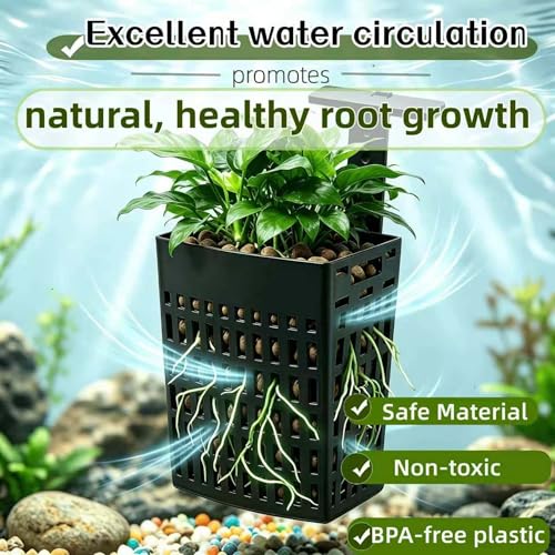 2 Pack Upgraded Aquarium Plant Holder, Adjustable Width and Height Hook Fish Tank Plant Holder with Suction Cup for Aquascape Decor (Black) - color: Black