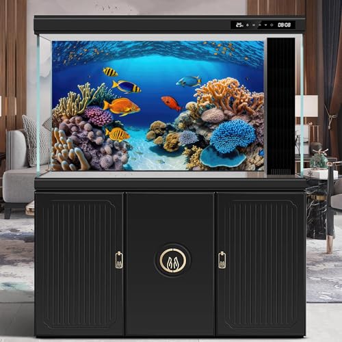 Underwater Tropical Coral Reef Aquarium Background Ocean Floor Fish Tank Backdrop Aquatic Plant Fish Landscape Terrarium Background Decorations Underwater World Theme Aquarium Poster Decor 24x12in - color: Pure Blue, size: 24(W)x12(H)in