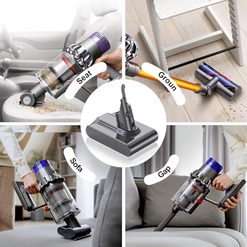 for Dyson V8 Battery Replacement,21.6V 8000mAh Batteries Compatible with Dyson V8 Animal/V 8 Absolute/V 8 Motorhead /V8 Fluffy/SV10,Pre-Filter &Post-Filter &Cleaning Brush Included