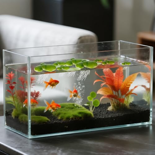 Skrfren 36 Pack Artificial Mini Duckweed with Root, Artificial Floating Plant Plastic Aquarium Simulation Floating Plants for Aquarium Tank Decor
