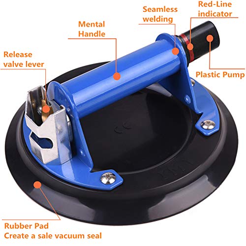 IMT 8" Metal Glass Suction Cup for Rough Surface, Vacuum Glass Lifter Sucker Lifter for Granite Lifting & Window Replacement, with Carrying Case - size: 8" for Rough Surface