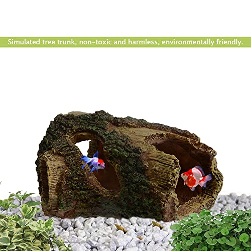 Saim Aquarium Resin Hollow Tree Trunk, Artificial Wood Cave Betta Fish House Aquarium Decoration, Suitable for Betta Cichlid Cave Rocks, Aquariums Hideout/Shelter