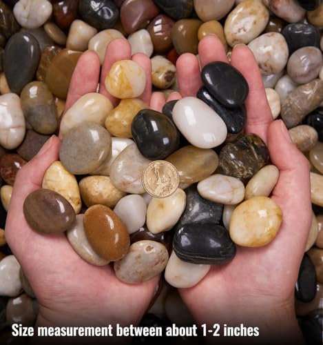 NUPICK 10 Pound River Rocks, 0.8-1.3 Inches Polished Pebbles for Plants, Fish Tank, Clear Vase and More, Natural Mixed Color Stones - color: Mixed, size: 0.8-1.3"-10lb