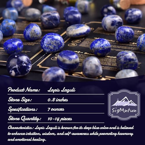 Polished Stone Set Lapis Lazuli Crystals, 0.8" Handpicked Tumbled Gemstones Rocks, Pebbles for Reiki, Chakra, Healing, Home Decor - color: Lapis Lazuli, size: 0.8"