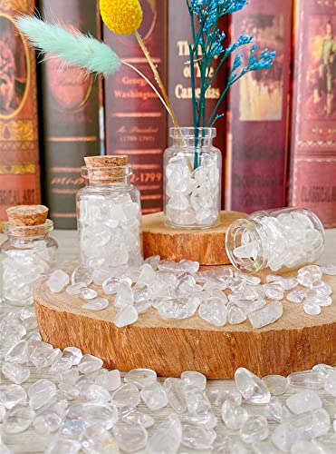 Clear Quartz Crystals Tumbled Stones Polished Rocks Chips Stone Crushed Crystal Healing Natural Gem Gravel Home Decoration mini Aquarium Tank Plants Small Vase Filler Landscape Bottom Ornament 250G - color: White - Clear Quartz, size: 0.55 Pound