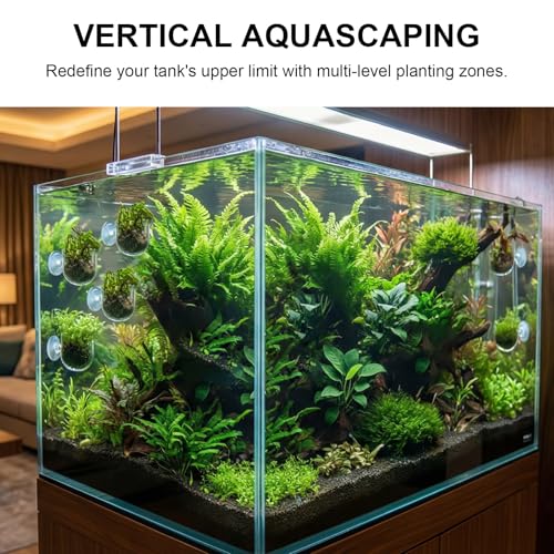6 Pcs Aquarium Plant Holder, Suction Cup Fish Tank Plant, Clear Shower Aquatic Plant Pots