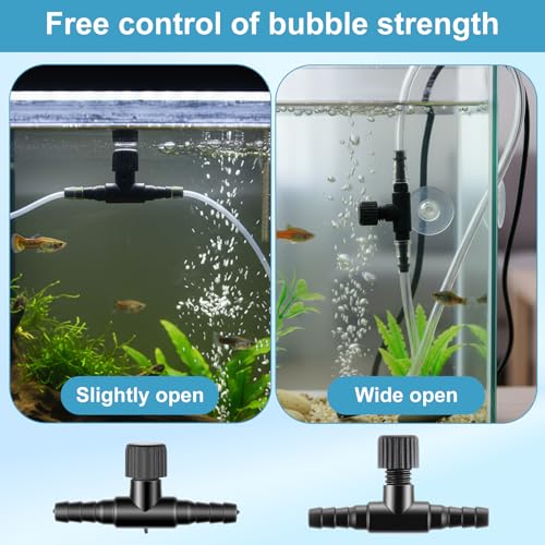 20 Pcs Aquarium Air Valves for 3/16" (4mm) ID Airline Tubing, T-Shaped Hose Connectors Single Way Plastic Air Flow Controllers Regulators Airpump Accessories for Fish Tank, Black