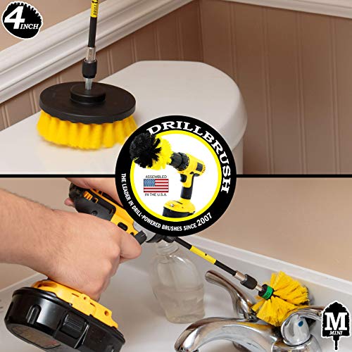 Bathroom Accessories - Cleaning Supplies - Drill Brush - Grout Cleaner - Shower Cleaner - Scrub Brush for Shower - Tile Cleaning Brush - Bathroom Cleaning Tools - Drill Brush Attachment Set - Bathtub - color: Yellow
