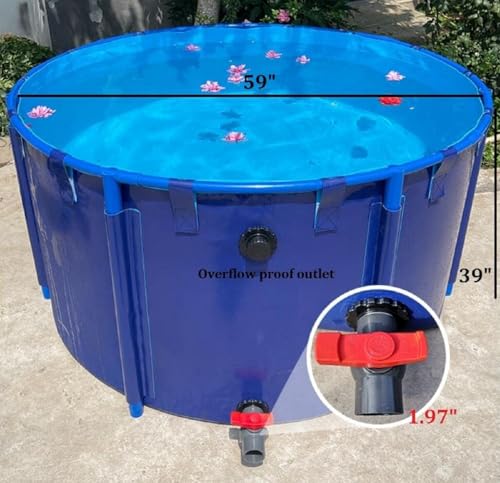 WANLIAN Pool Above Ground Canvas Fish Pond Circular Thickening Pool Belt frame Large Collapsible Outdoors Tarpaulin for koi pond Culture Agricultural Irrigation Water StorageTank4.9ftx3ft/1700L(1.5*1) - style: 1.5*1