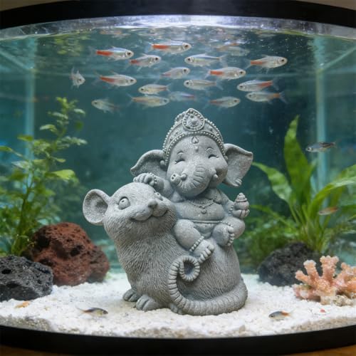 Small Elephant Statue Sandstone Figurine Hindu Meditation Buddha Sculpture for Fish Tank Aquarium Decoration (D) - color: D