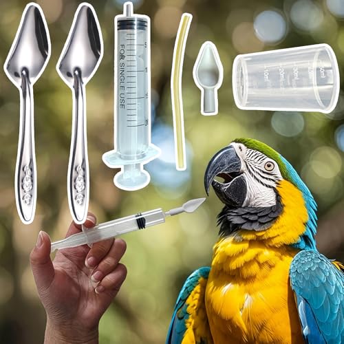 Baby Bird Feeding Syringe Set, Pet Parrot Milk Feeding Syringe with Tubes, Parrot Feeding Tubes Measuring Tools for Feeding Pets Scientific Industrial Labs… (20ml + 2 spoons) - color: 20ml + 2 spoons
