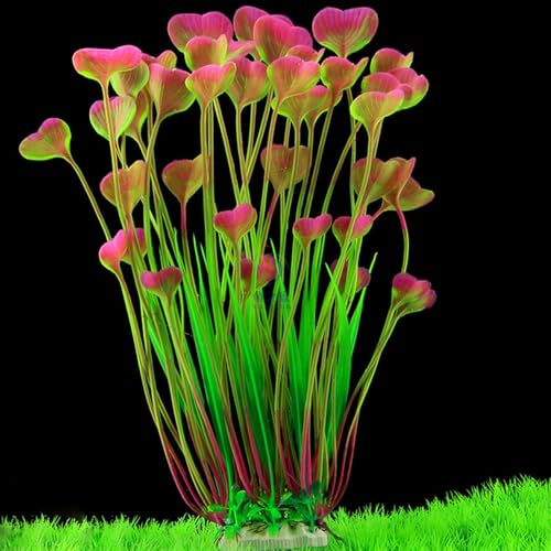 2PCS 16 Inch Aquarium Artificial Plastic Plant Decorations Ceramic Base Fish Tank Scenery Crafts Pet Supplies
