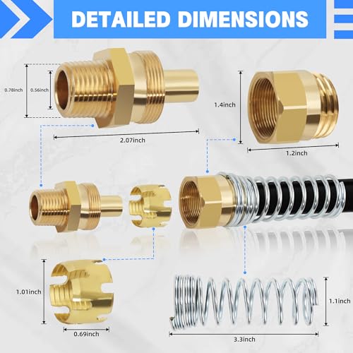 1/2” Hose x 1/2” Male Connector with Spring Guard, Dzakoot 2 Pack Air Brake Hose End Fitting with 2 Pack 1/2” Sleeve Tube - size: 1/2" Hose X 1/2" Male, style: 4PCS KIT