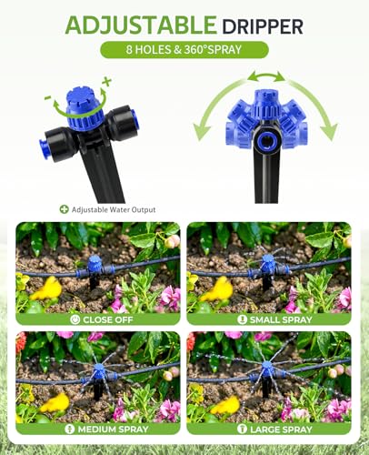 HIRALIY 30 Piece Quick-Connect Drip Irrigation Emitters for Drip Irrigation Kit Series 1/4'' Tubing, 8 Holes Adjustable Water Flow Dripper with Stake - style: 30Pcs 8-Hole Dripper