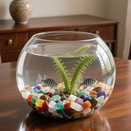 0.96LB Aquarium Gravel Natural Pebbles Crushed Stones Polished Bulk Irregular Shaped Succulent Rocks Vase Filler Fish Tank Decorative - Colorful
