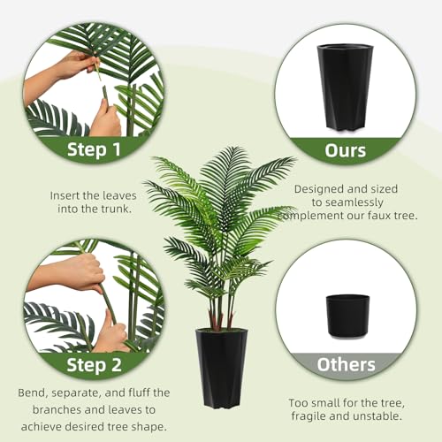 Artificial Palm Plant Indoor 5FT Fake Tree with Mocha Diamond Planter Faux Tropical Areca Tall Fake Floor Plant Potted Artificial Trees for Home Office Living Room Decor Indoor - color: Mocha