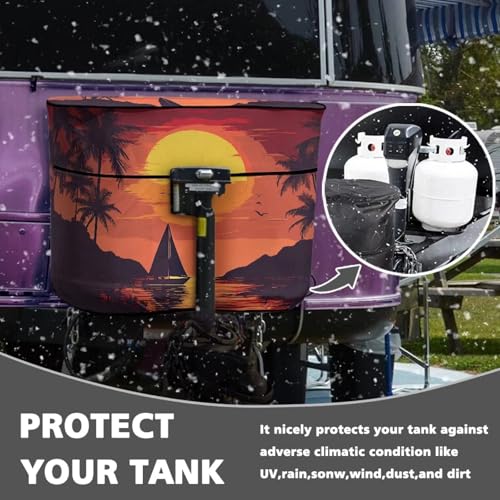 Boat Palm Double 20lb RV Propane Tank Cover Heavy Duty Propane Gas Cylinder Cover Dust-Proof All Weather Protection - color: Boat Palm, size: S(20LB)