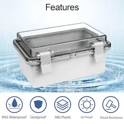 ABS Plastic Dustproof Waterproof IP65 Junction Box Hinged Shell Universal Electrical Project Enclosure Gray, with PC Transparent Clear Cover 5.9 x 3.9 x 2.8inch(150 x100 x70mm) - size: 5.9" x 3.9" x 2.8" (1pc)