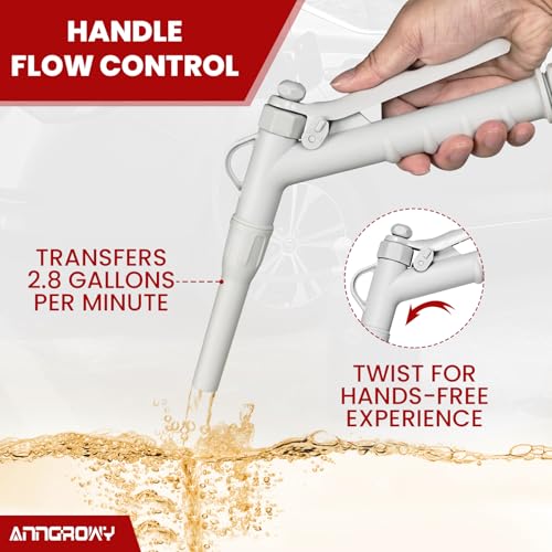 anngrowy Fuel Transfer Pump Battery Powered with Auto-Stop/Hand Trigger Nozzle, Gas Can Pump Transfer with 3.2/2.8 GPM, 51"/53.7" Hose, Liquid Transfer Pump for Oil, Gasoline, Diesel (Stick Stop) - style: Stick Stop