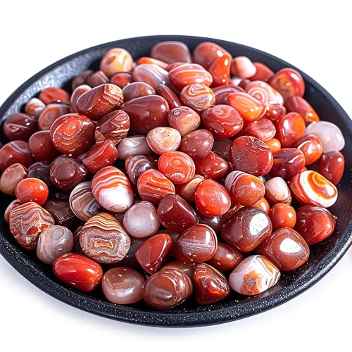 Polished Carnelian Crystal Stone Set - 72 Pcs, 0.5" 10 oz Handpicked Tumbled Gemstones Rocks Quartz, Pebbles for Reiki, Chakra, Healing, Home Decor, 0.5" - 10 oz Mahogany Obsidian - color: Carnelian, size: 0.5"