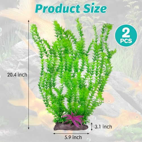 Hamiledyi Aquarium Plastic Plants Aquarium Decor Artificial Fish Tank Plants,Tall Fish Tank Decorations, Extra Large Aquarium Plant 20.4-inch Tall,2PCS - color: A*2 Pcs, size: 20.4 in