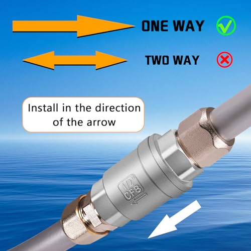 1/2 Inch NPT Thread Stainless Steel Spring Check Valve, Non Return One Way Horizontal Check Valve, Vertical Inline Water Check Valves for Well, Pump, Tank, Backflow Prevention - size: 1/2'' NPT