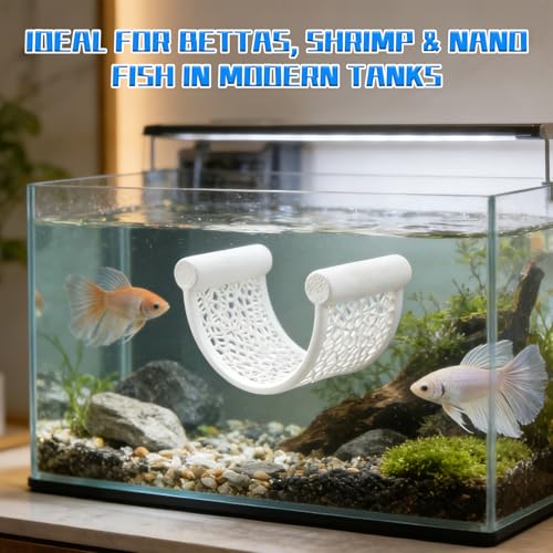 1 Pcs Floating Betta Hammock, Arc Shape Betta Fish Hammock Resting Platform, Floating Fish Shrimp Hideout for Small Aquariums, Betta Tank Decor Accessories (White)