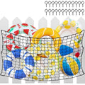 SATINIOR 83 x 60 Inch Pool Float Storage Organizer, Extra Large Hanging Elastic Mesh Fence Net with 20 Hooks & Cable Ties Swim Poolside Toys Holder for Inflatable Balls Noodles Accessories(Black)