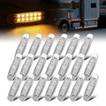 20 Pcs 6.4 Inch Clear Lens Amber LED Side Marker Turn Signal Lights Clearance Parking Lamps for Truck Trailer Lorry Tow RV w/Chrome Universal 12V DC BB12