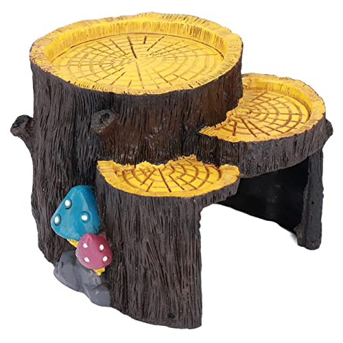 1 Piece Artificial Aquarium Stump, Non-Toxic Resin, Food Platform, Stable, Realistic Design, Terrarium Cave Ornament for Shelter