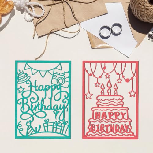 Birthday Cake Die Cuts, Carbon Steel Die Cuts Cutting Dies Frame Stencils Scrapbooking Embossing Template Dies for Birthday Card Making Party Greeting Embossing Invitation Photo Album - style: Birthday Frame