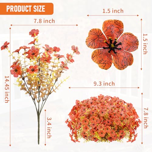 Artificial Flowers for Outdoor,Silk Flowers No Fade Fake Plastic Flowers Faux Plants for Outdoors Outside Front Porch Hanging Planter Window Box Garden Home Decoration,13 Pack Sunset Orange) - color: Sunset Orange, size: Artificial Flowers(13 Pcs)