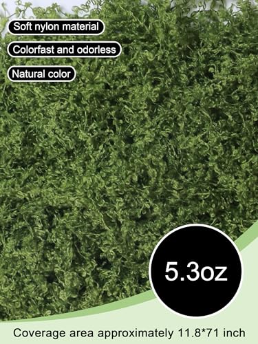 5.3oz Green Fake Moss Artificial Floral Moss Faux Plant for DIY Crafts Fairy Garden Pot Filler Vase Greenery Decorating Project Indoor Model Making Walls Glass Decor Forlaoers