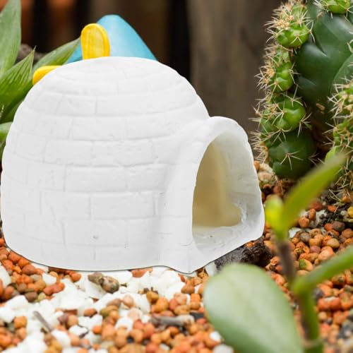 Vaguelly Mini Igloo Miniature Ice House Arctic Aquarium Figurines for DIY Dollhouse Micro Landscape Hideout House Fish Tank Decoration