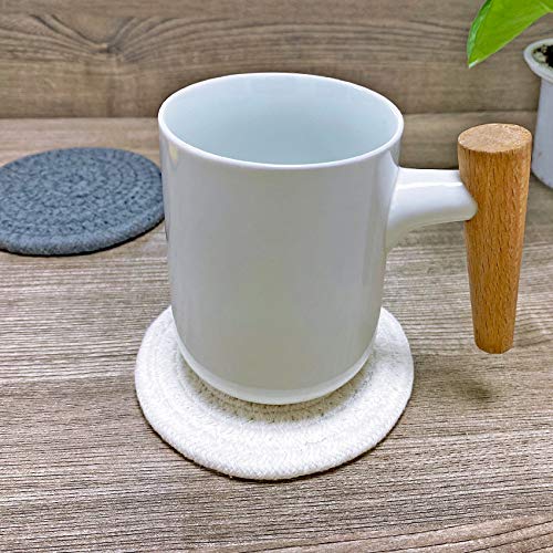 ABenkle 8 Pcs Drink Coasters with Holder, Cotton Woven Absorbent Coasters for Drinks, Minimalist Home Decor Coaster Set for Wooden Tabletop Protection Table, 4.3 inches White - color: White, size: 8 Pcs