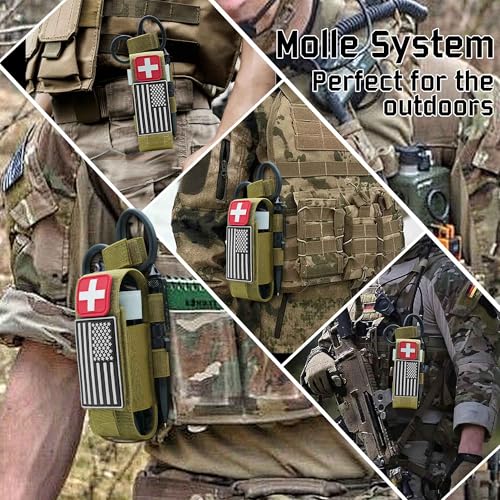 Upgrade 1000D Laser Cut Molle Tourniquet Holder, Heavy Duty Tactical Molle Tourniquet Pouch Holder - color: SET-TAN